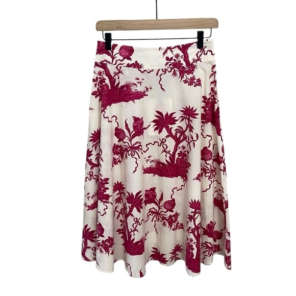 Tara Jarmon NWT Size 36 EU/US 4 Jeanette Ecru Magenta Floral Print A-Line Skirt - Picture 8 of 16
